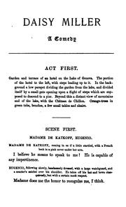 Cover of: Daisy Miller: A Comedy in Three Acts by Henry James