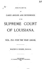 Cover of: Reports of Cases Argued and Determined in the Supreme Court of Louisiana