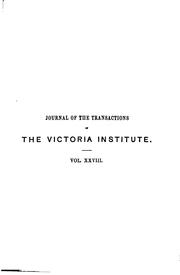 Cover of: Journal of the Transactions of the Victoria Institute, Or Philosophical Society of Great Britain by Victoria Institute (Great Britain), Victoria Institute (Great Britain)