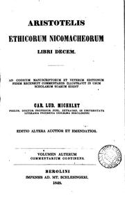 Cover of: Aristotelis Ethicorum Nicomacheorum libri decem..