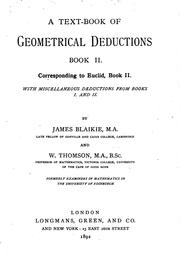 Cover of: A Text-book of Geometrical Deductions by James Blaikie , William Thomson