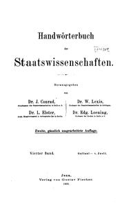 Cover of: Handwörterbuch der Staatswissenschaften by 
