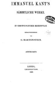 Cover of: Sämmtliche Werke by Immanuel Kant