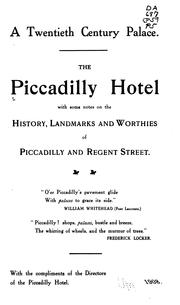 Cover of: A Twentieth Century Palace: The Piccadilly Hotel, with Some Notes on the History, Landmarks ...