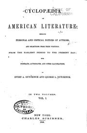 Cover of: Cyclopaedia of American Literature: Embracing Personal and Critical Notices ...