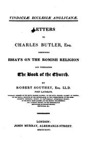 Cover of: Vindiciae Ecclesiae Anglicanae: Letters to Charles Butler, Comprising Essays ...