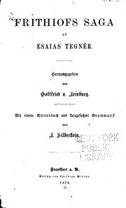 Cover of: Frithiofs saga by Esaias Tegnér, Leo Silberstein, Otto Gottfried Lüttgendorff -Leinburg