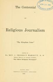 Cover of: The centennial of religious journalism.