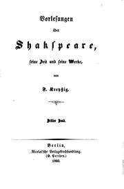 Cover of: Vorlesungen über Shakespeare: Seine Zeit und seine Werke