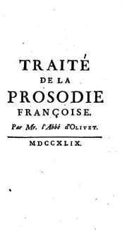 Cover of: Traité de la prosodie françoise,