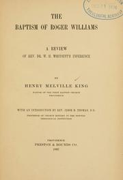 The baptism of Roger Williams by Henry Melville King