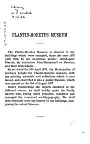 Cover of: Catalogue of the Plantin-Moretus Museum by Museum Plantin -Moretus, Max Rooses