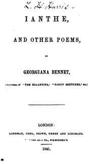 Cover of: Ianthe, and other poems by Georgiana Bennet
