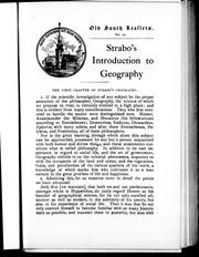 Cover of: Strabo's introduction to geography: the first chapter of Strabo's geography.
