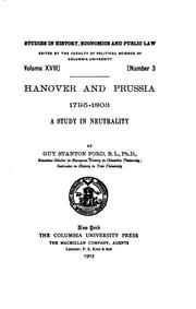 Cover of: Hanover and Prussia, 1795-1803: A Study in Neutrality by Guy Stanton Ford
