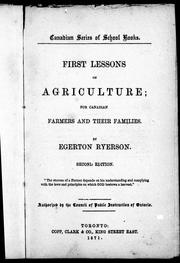 Cover of: First lessons on agriculture: for Canadian farmers and their families