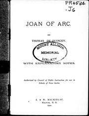 Cover of: Joan of Arc: with explanatory notes