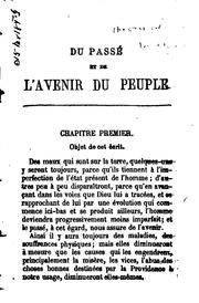 Cover of: Du passé et de l'avenir du peuple
