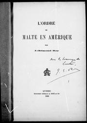 L' ordre de Malte en Amérique by J.-Edmond Roy