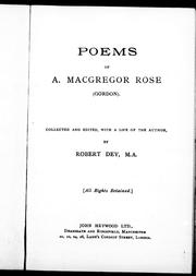 Cover of: Poems of A. Macgregor Rose (Gordon) by A. McGregor Rose
