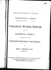 Cover of: Canadian water power and its electrical product in relation to the undeveloped resources of the Dominion