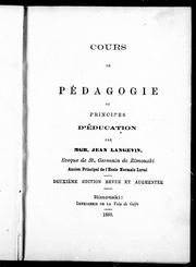 Cover of: Cours de pédagogie ou Principes d'éducation