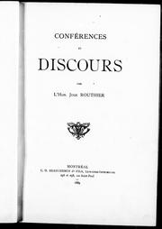 Cover of: Conférences et discours