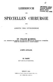 Cover of: Lehrbuch der speciellen Chirurgie fur Aerzte und Studirende. v.3, 1905