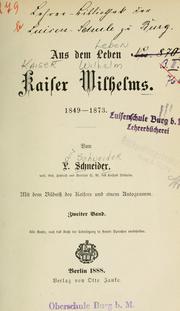 Cover of: Aus dem leben Kaiser Wilhelms, 1849-1873