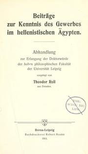 Cover of: Beiträge zur Kenntnis des Gewerbes im Hellenistischen Ägypten by Theodor Reil