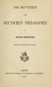 Cover of: Die Geschichte der neueren Philosophie by W. Windelband