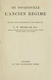 Cover of: L' Ancien Régime. by Alexis de Tocqueville