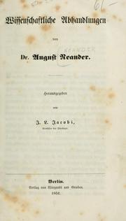 Cover of: Wissenschaftliche Abhandlungen. by August Neander