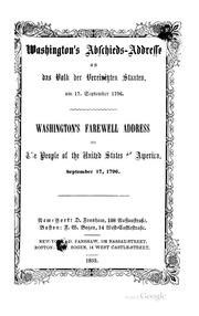 Cover of: Farewell Address of George Washington to the People of the United States of America, September ...