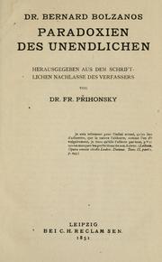 Cover of: Paradoxien des Unendlichen.