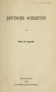 Deutsche Schriften by Paul de Lagarde