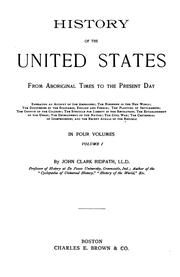 Cover of: History of the United States Volume I by John Clark RIdpath