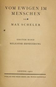 Cover of: Vom ewigen im Menschen. by Max Scheler