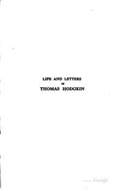 Cover of: Life and Letters of Thomas Hodgkin ...: [Illustr.] 2. ed.
