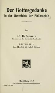 Der Gottesgedanke in der Geschichte der Philosophie by Schwarz, Hermann