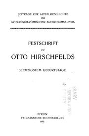 Cover of: Beiträge zur alten Geschichte und Griechisch-römischen Alterthumskunde: Festschrift zu Otto ...