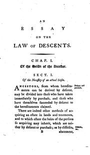Cover of: An Essay Towards the Further Elucidation of the Law of Descents by Charles Watkins