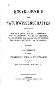 Handbuch der Mathematik by Oskar Xaver Schlömilch, Friedrich Reidt, Richard Heger