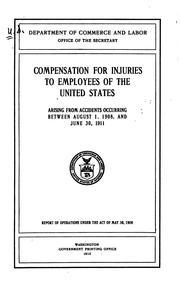 Cover of: Compensation for Injuries to Employees of the United States Arising from ...