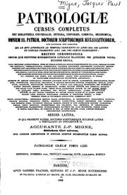 Cover of: Patrologiae cursus completus