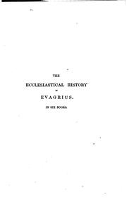 Cover of: A History of the Church in Six Books, from A.D.431 to A.D.594 by Evagrius