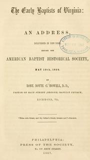 The early Baptists of Virginia by Robert Boyte Crawford Howell