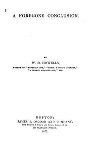 A Foregone Conclusion by William Dean Howells