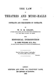 Cover of: The Law of Theatres and Music-halls: Including Contracts and Precedents of Contracts