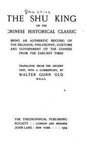Cover of: The Shu King by Walther Gorn Old , Confucius, Sepharial